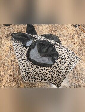 Leopard Print Horse Fly Mask - Tan & Black